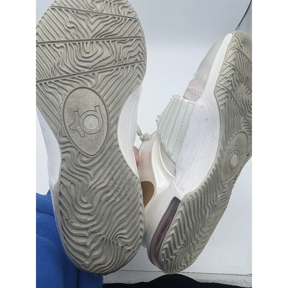 Nike KD 7 Aunt Pearl Shoes Boys Size‎ 5Y White Gold Pink Basketball 745407-176